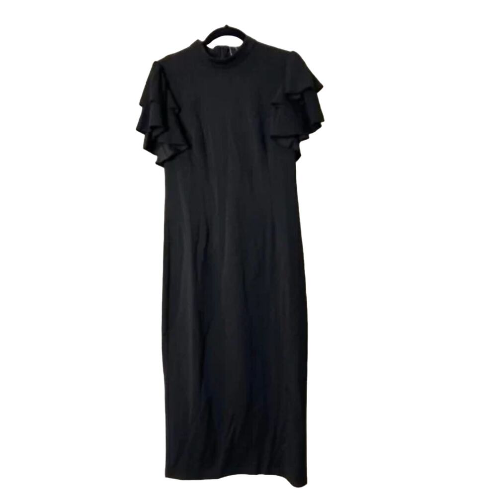 NWT Womens Dress Layered Flutter Sleeve Mock Turtleneck Formal Holiday Large